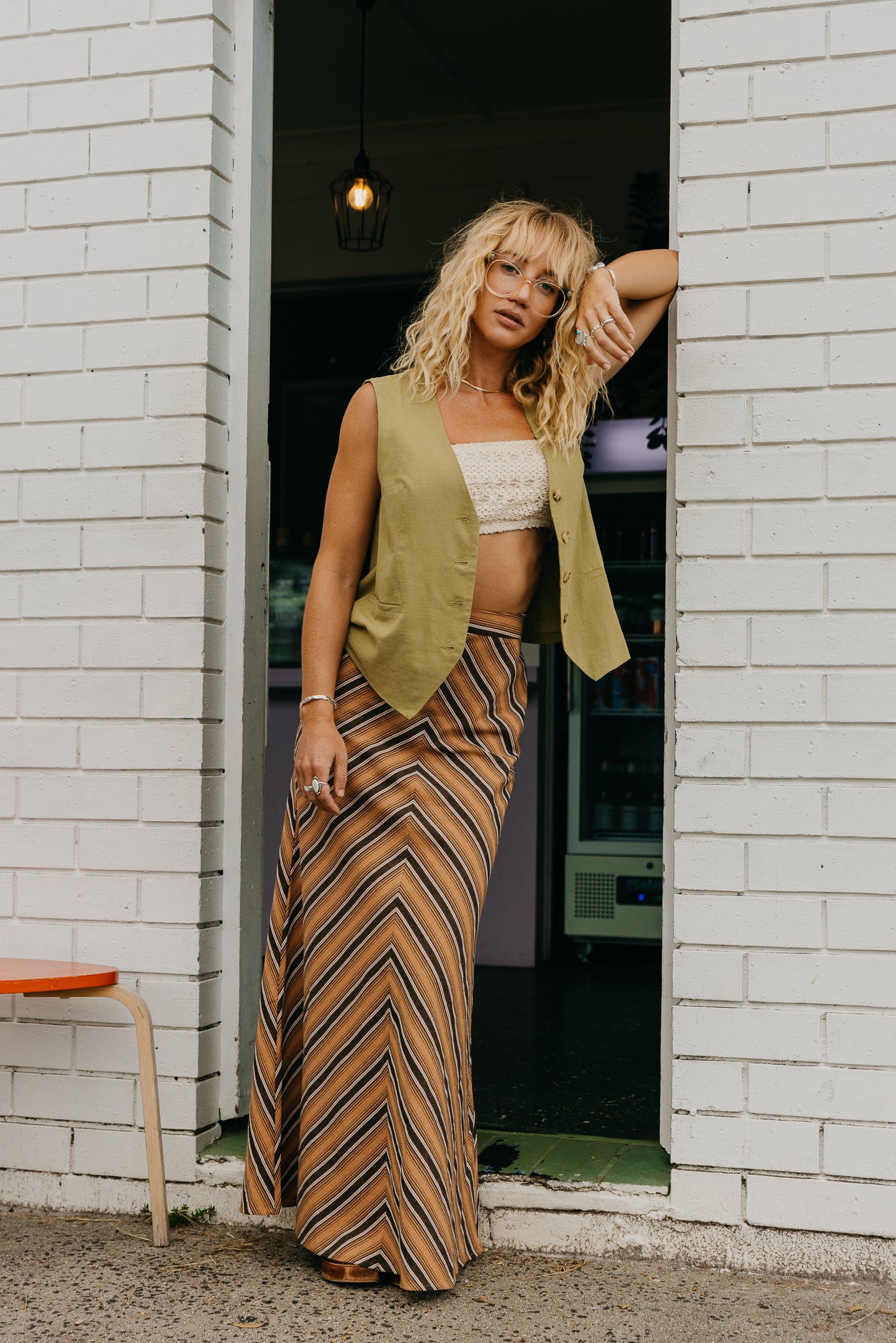 Clay - Striped Maxi Skirt